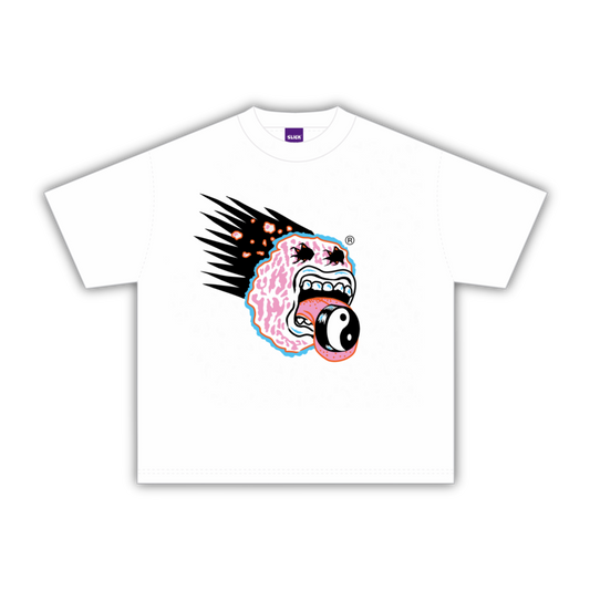 SLICK FACE BOXY TEE ON WHITE