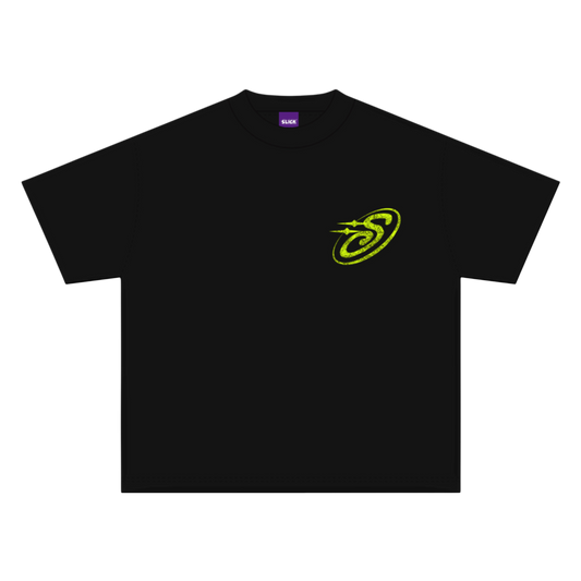SLICK STU BOXY TEE ON CHARCOAL BLACK