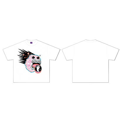 SLICK FACE BOXY TEE ON WHITE