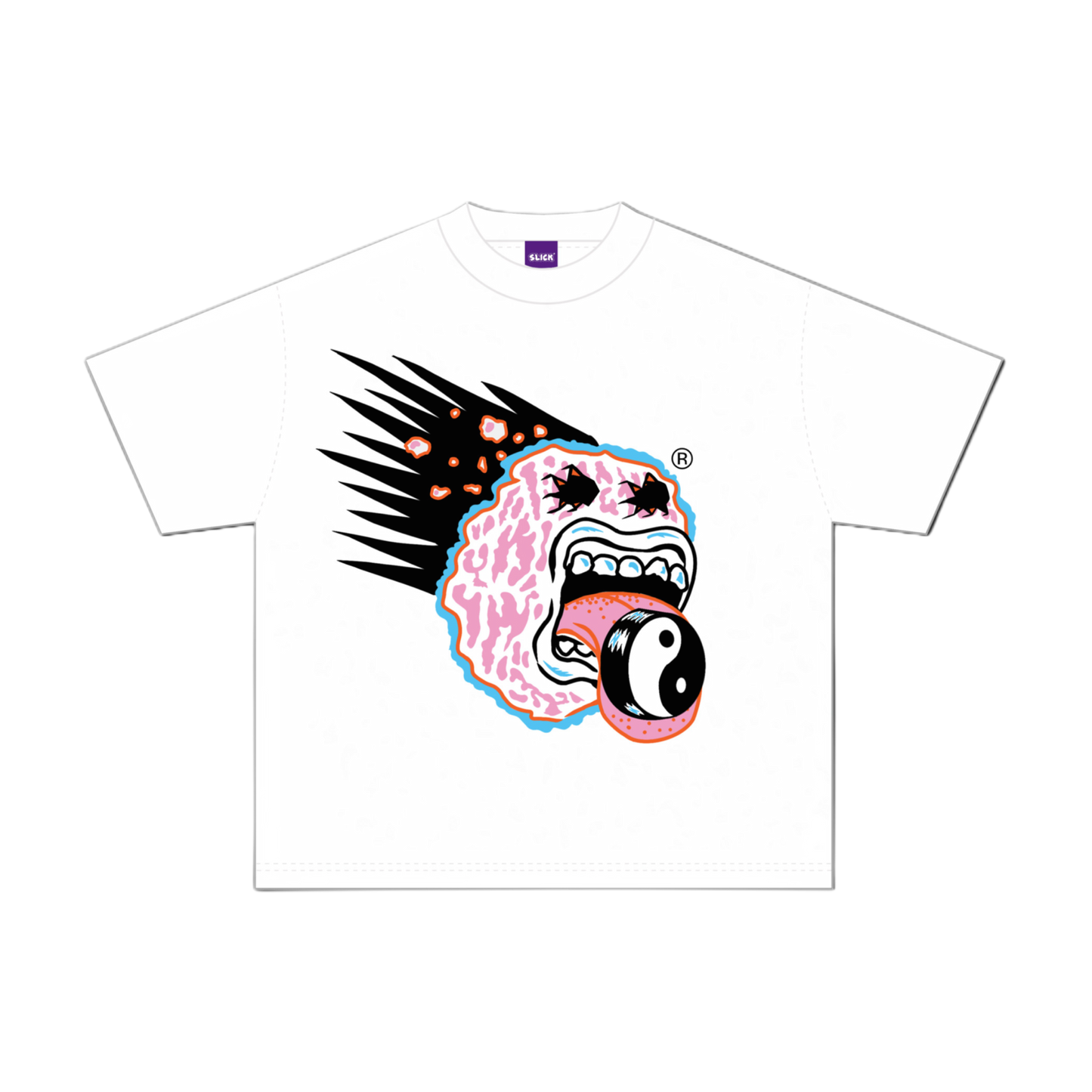 SLICK FACE BOXY TEE ON WHITE
