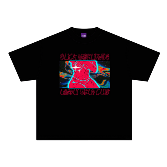 SLICK LONELY GIRLS CLUB TEE v1 ON CHARCOAL BLACK