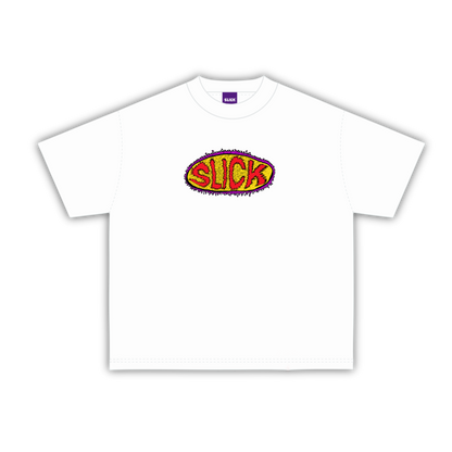 SLICK GRUNGE BOXY TEE ON WHITE