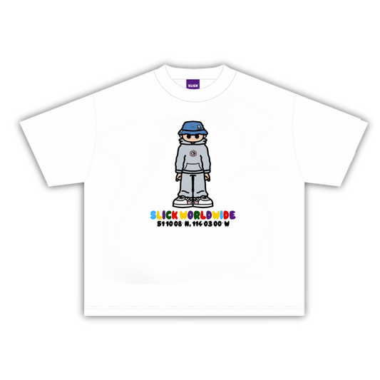 BABY SLICK BOXY TEE ON WHITE