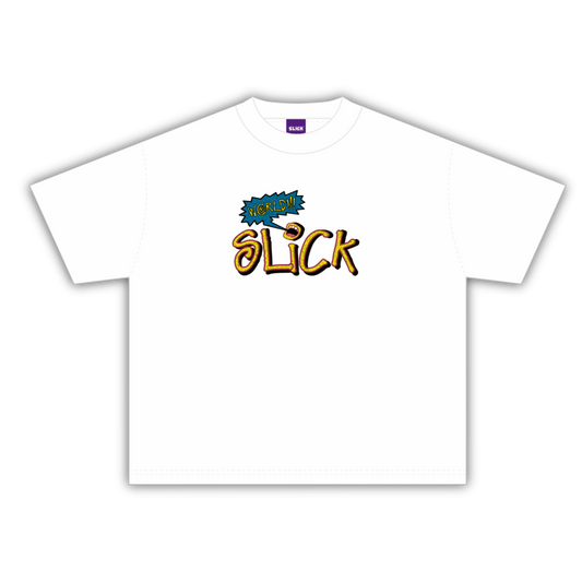SLICK WORLD BOXY TEE ON WHITE
