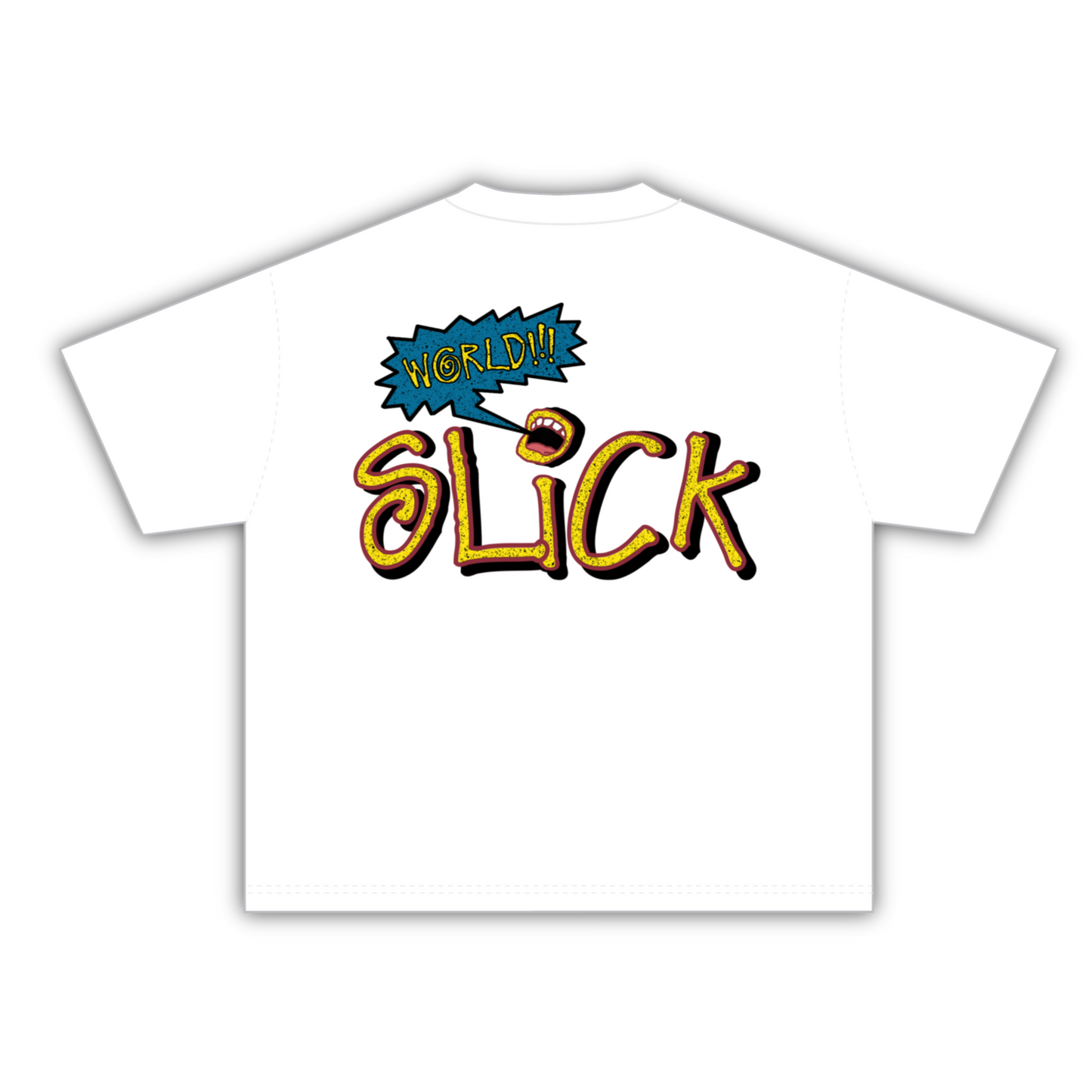 SLICK WORLD BOXY TEE ON WHITE