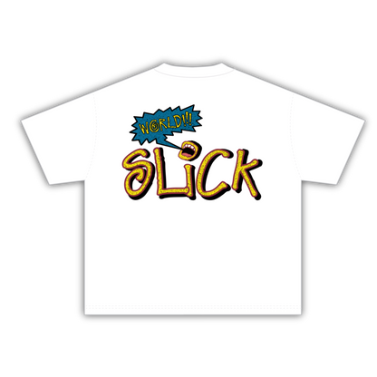 SLICK WORLD BOXY TEE ON WHITE