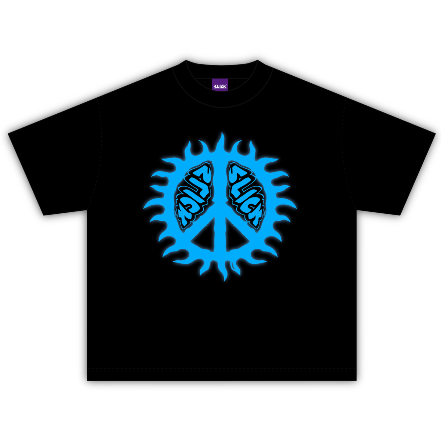 SLICK PEACE SLATE BOXY TEE ON CHARCOAL BLACK