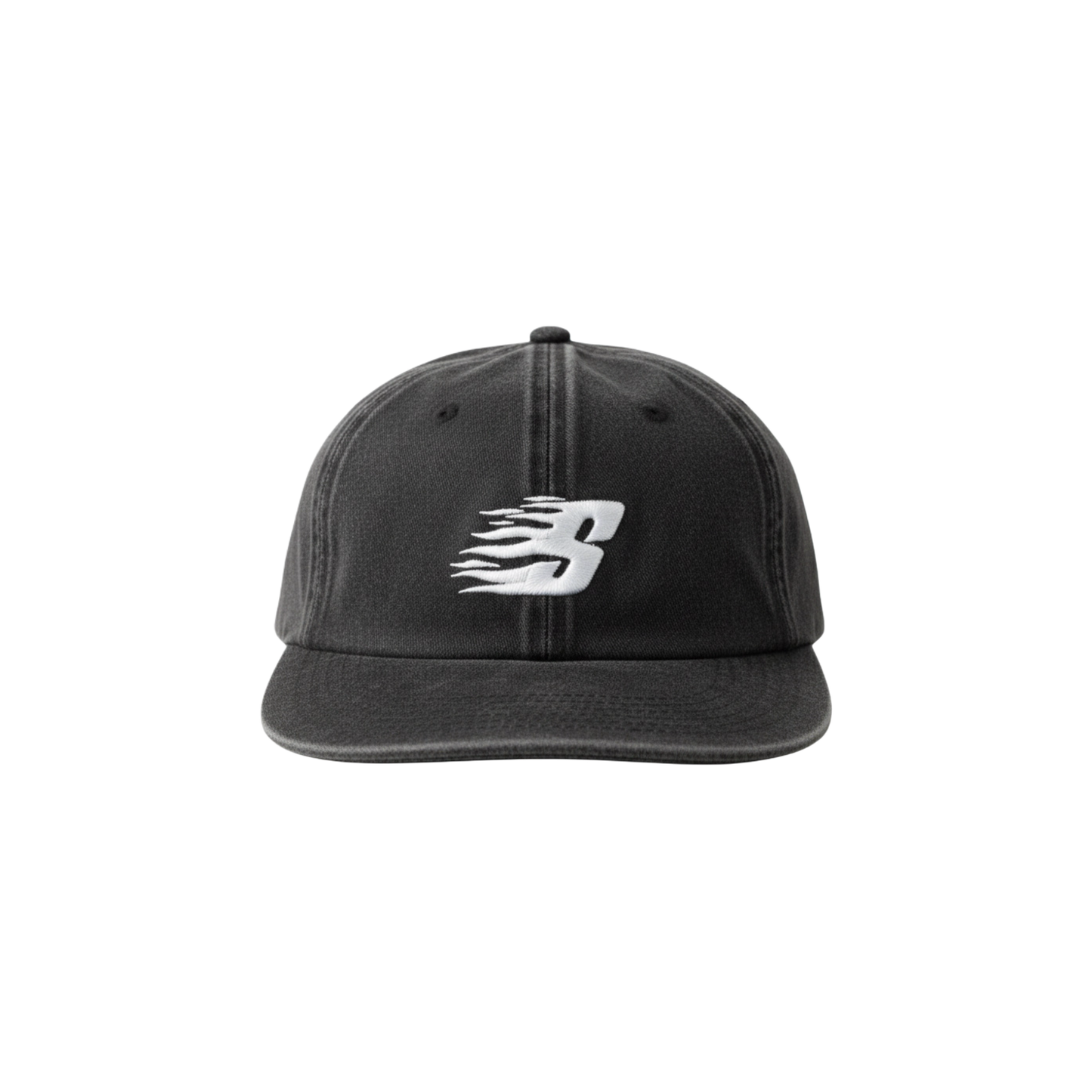 S FLAMES UNSTRUCTED CAP ON ACID WASHED BLACK