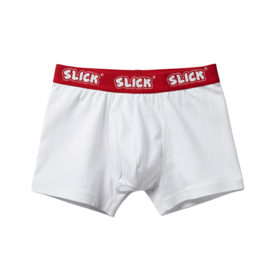 SLICK BOXER BRIEFS ON RED AND WHITES