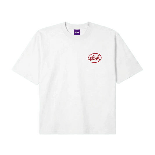 SLICK® "SIGNATURE V2" BOXY TEE ON WHITE