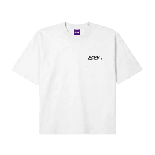 SLICK® "SIGNATURE" BOXY TEE ON WHITE