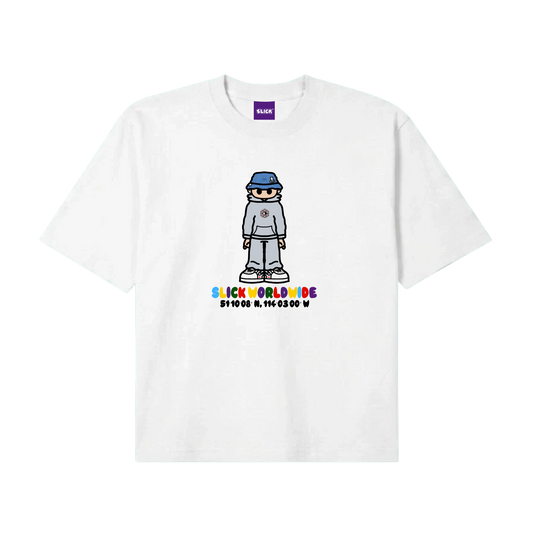 BABY SLICK BOXY TEE ON WHITE | COMING SOON