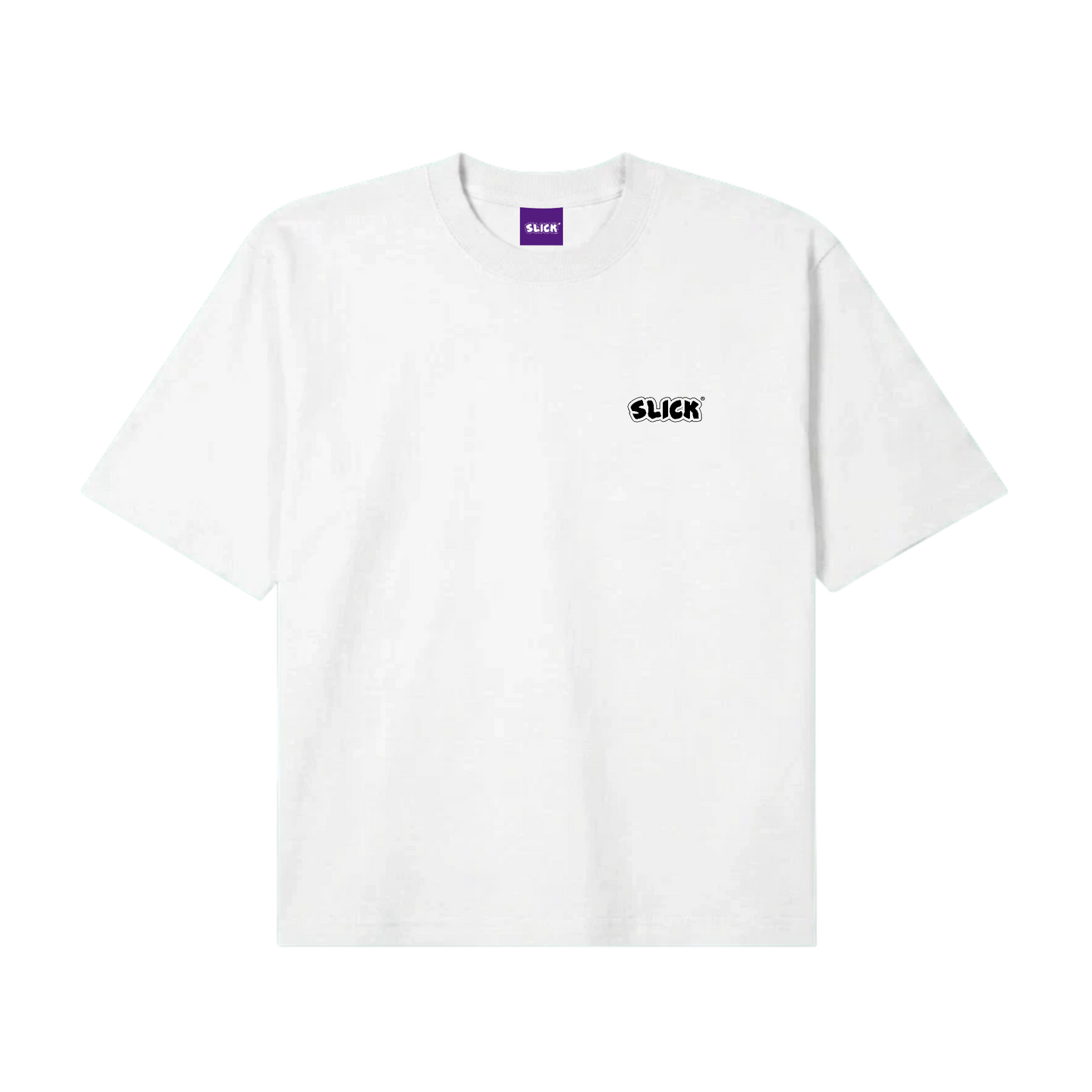 SLICK® "SIDE BLACK OG LOGO" BOXY TEE ON WHITE