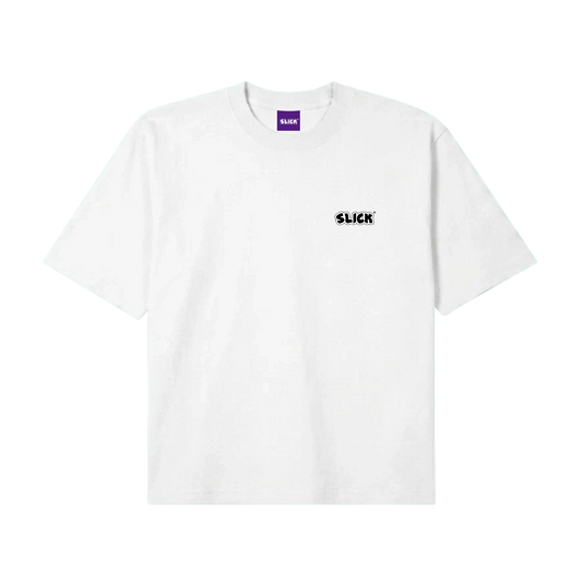 SLICK® "SIDE BLACK OG LOGO" BOXY TEE ON WHITE