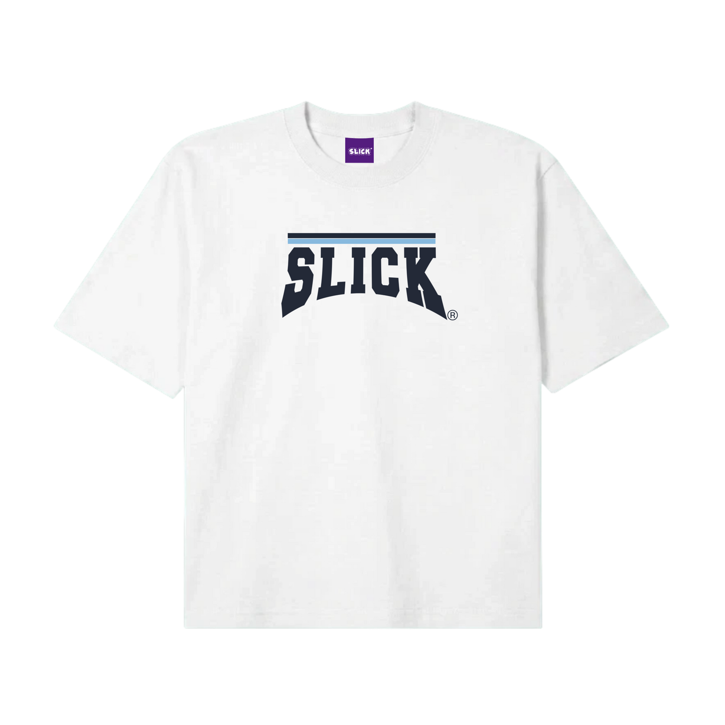 SLICK® "ARC" BOXY TEE ON WHITE