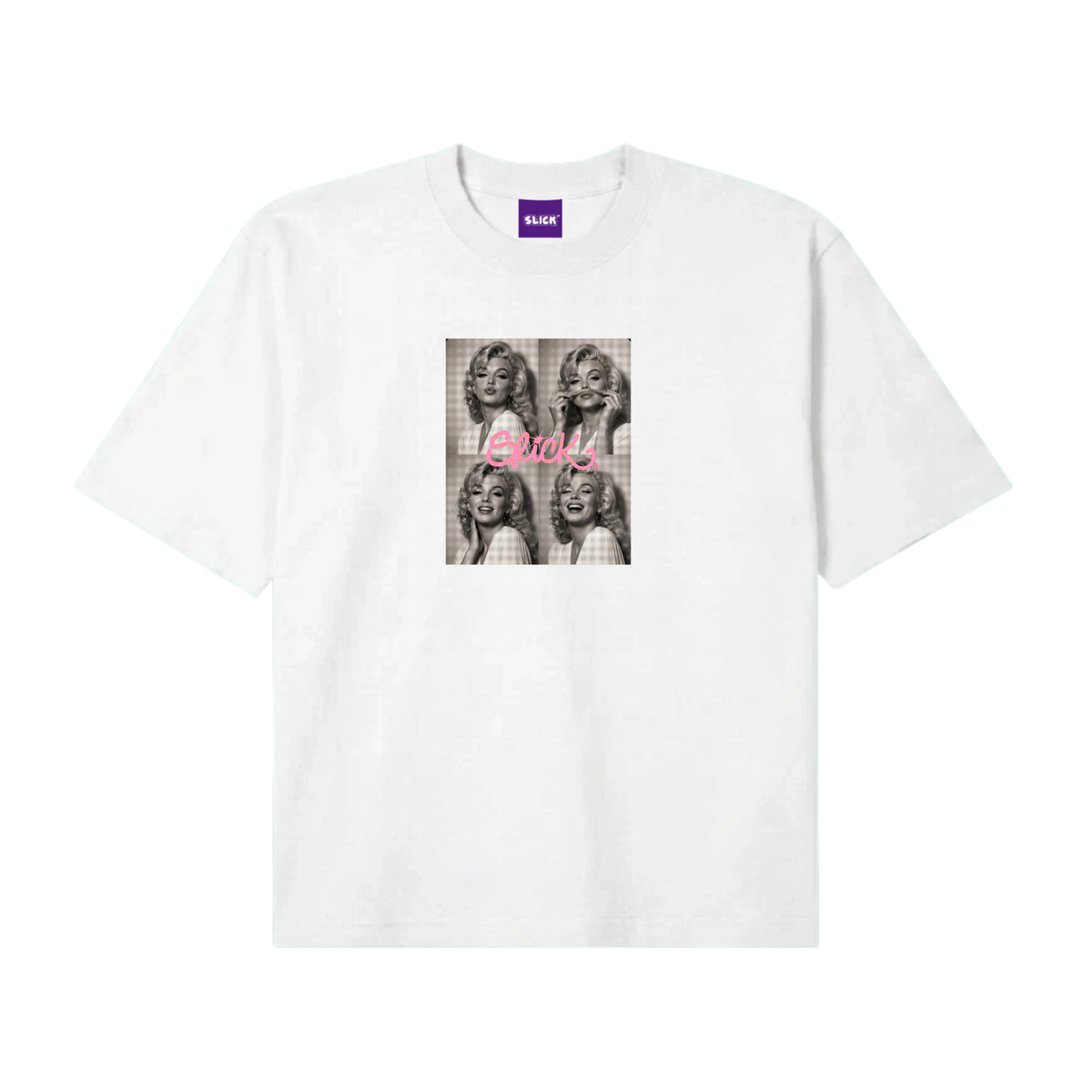 SLICK® "BLONDE ICON" BOXY TEE ON WHITE
