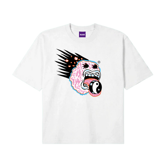 THE SLICK® FACE BOXY TEE ON WHITE