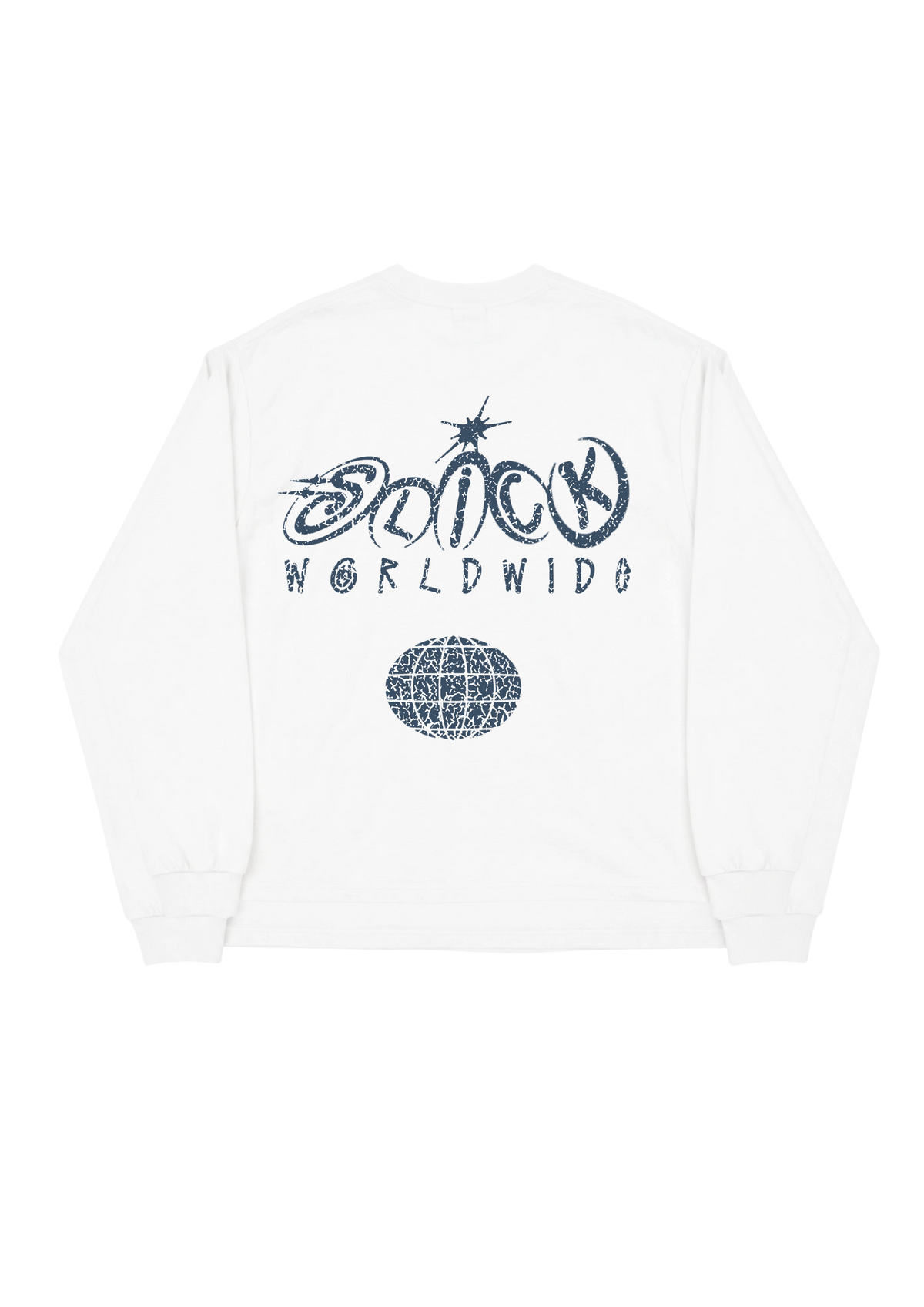 SLICK® STU MIDNIGHT SLATE  LONG SLEEVE TEE ON WHITE