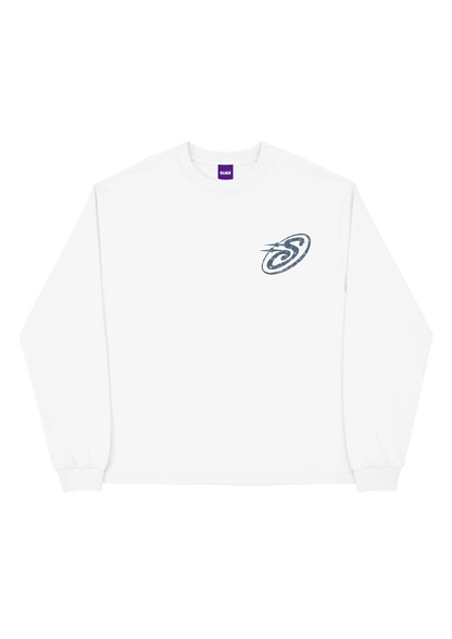 SLICK® STU MIDNIGHT SLATE  LONG SLEEVE TEE ON WHITE
