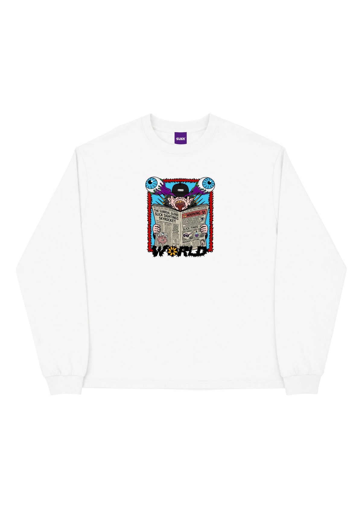 SLICK® WORLD LONG SLEEVE TEE ON WHITE