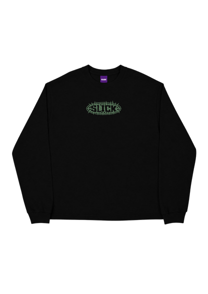 SLICK® THORNS SAGE GREEN LONG SLEEVE TEE ON BLACK