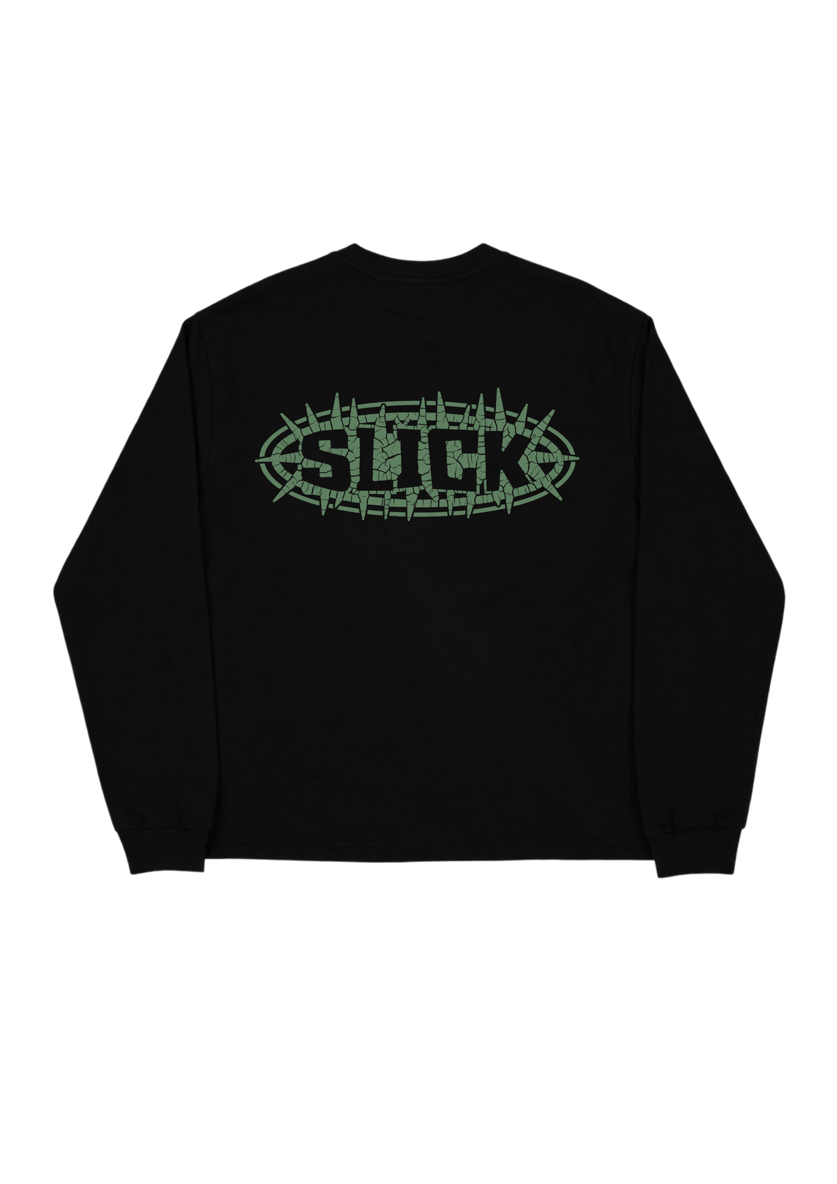 SLICK® THORNS SAGE GREEN LONG SLEEVE TEE ON BLACK
