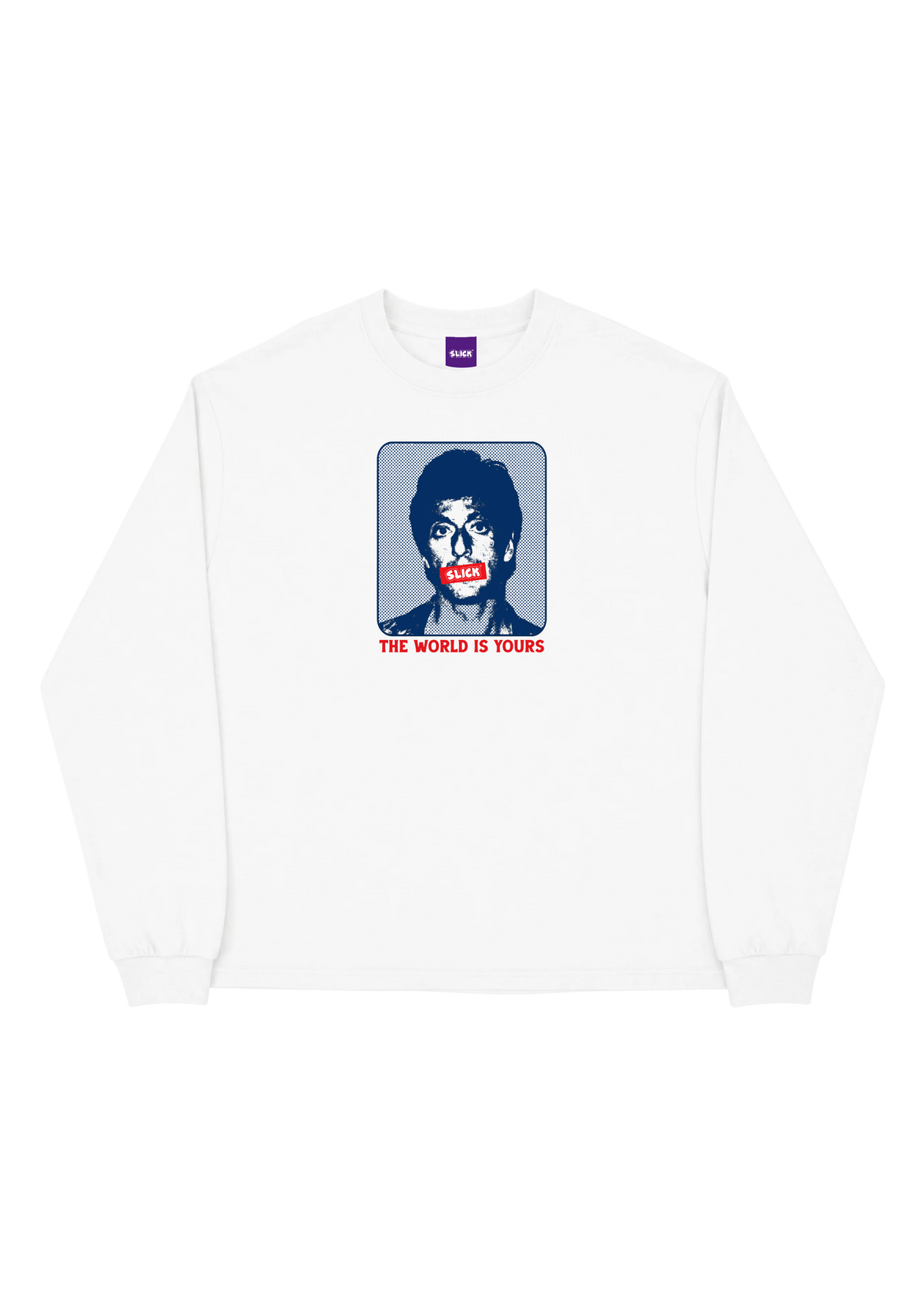 SLICK® THE WORLD IS YOURS LONG SLEEVE TEE ON WHITE