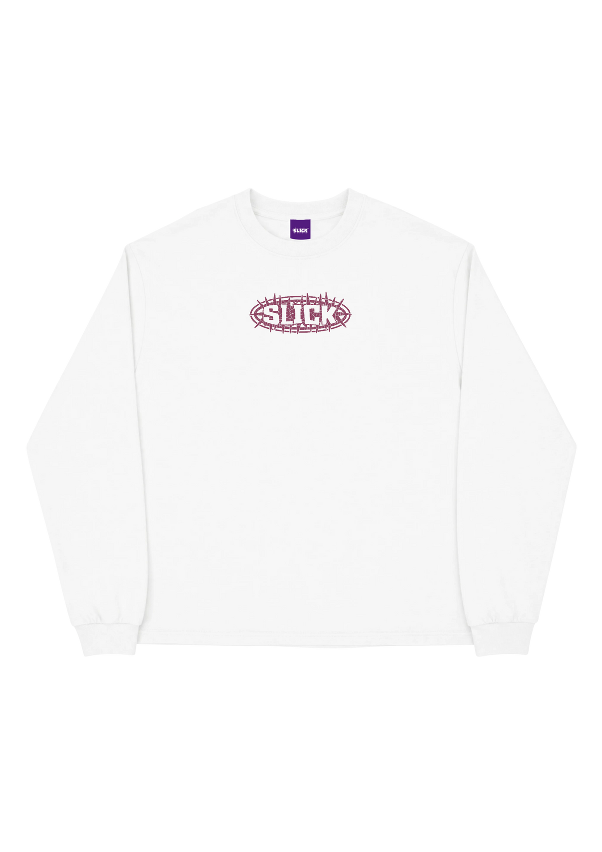 SLICK® THORNS DEEP WINE LONG SLEEVE TEE ON WHITE