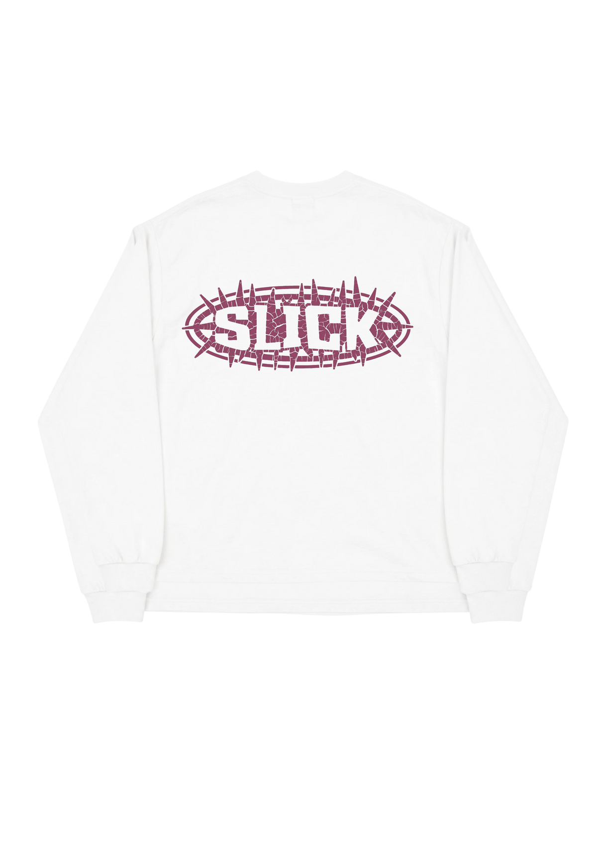 SLICK® THORNS DEEP WINE LONG SLEEVE TEE ON WHITE