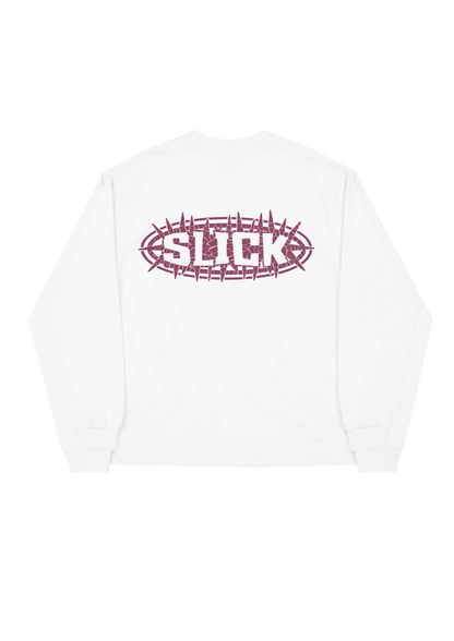 SLICK® THORNS DEEP WINE LONG SLEEVE TEE ON WHITE