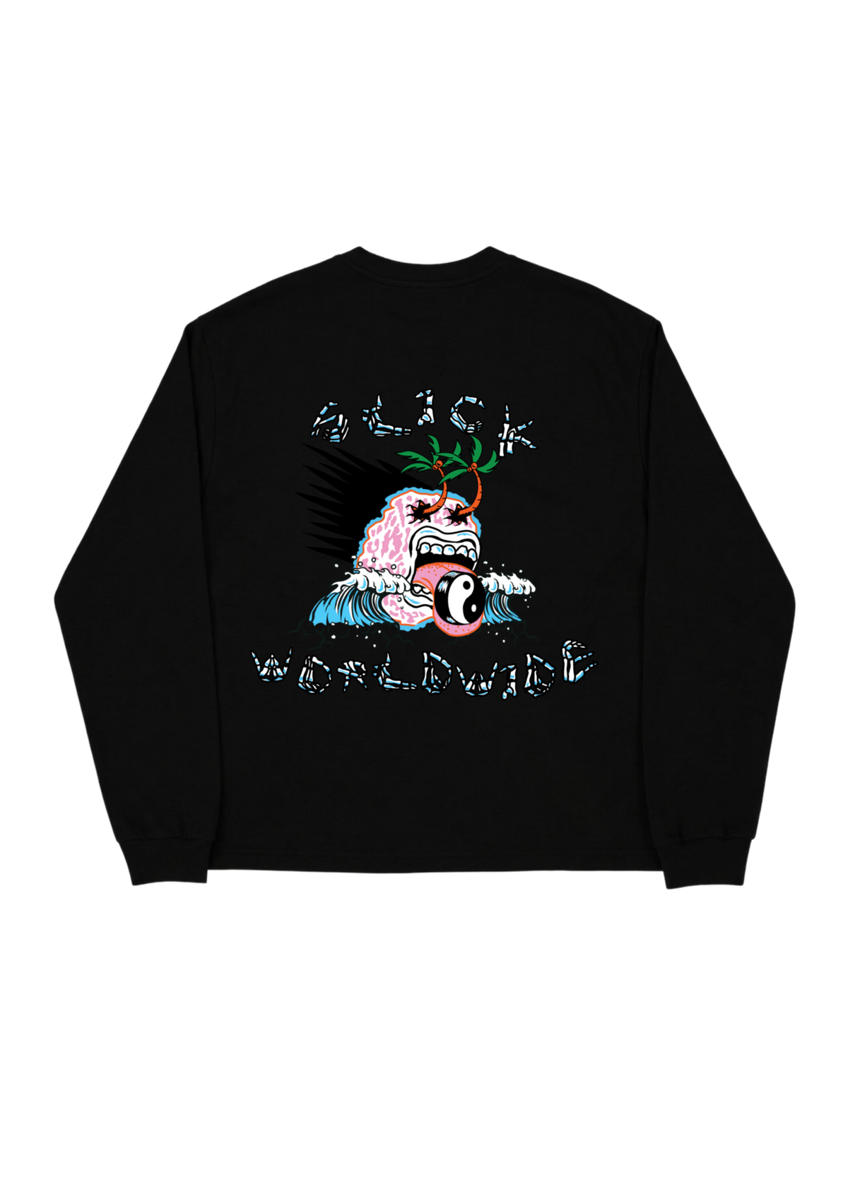 SLICK® HAND SIGN BONES LONG SLEEVE TEE ON BLACK