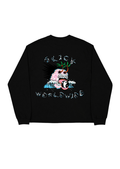 SLICK® HAND SIGN BONES LONG SLEEVE TEE ON BLACK