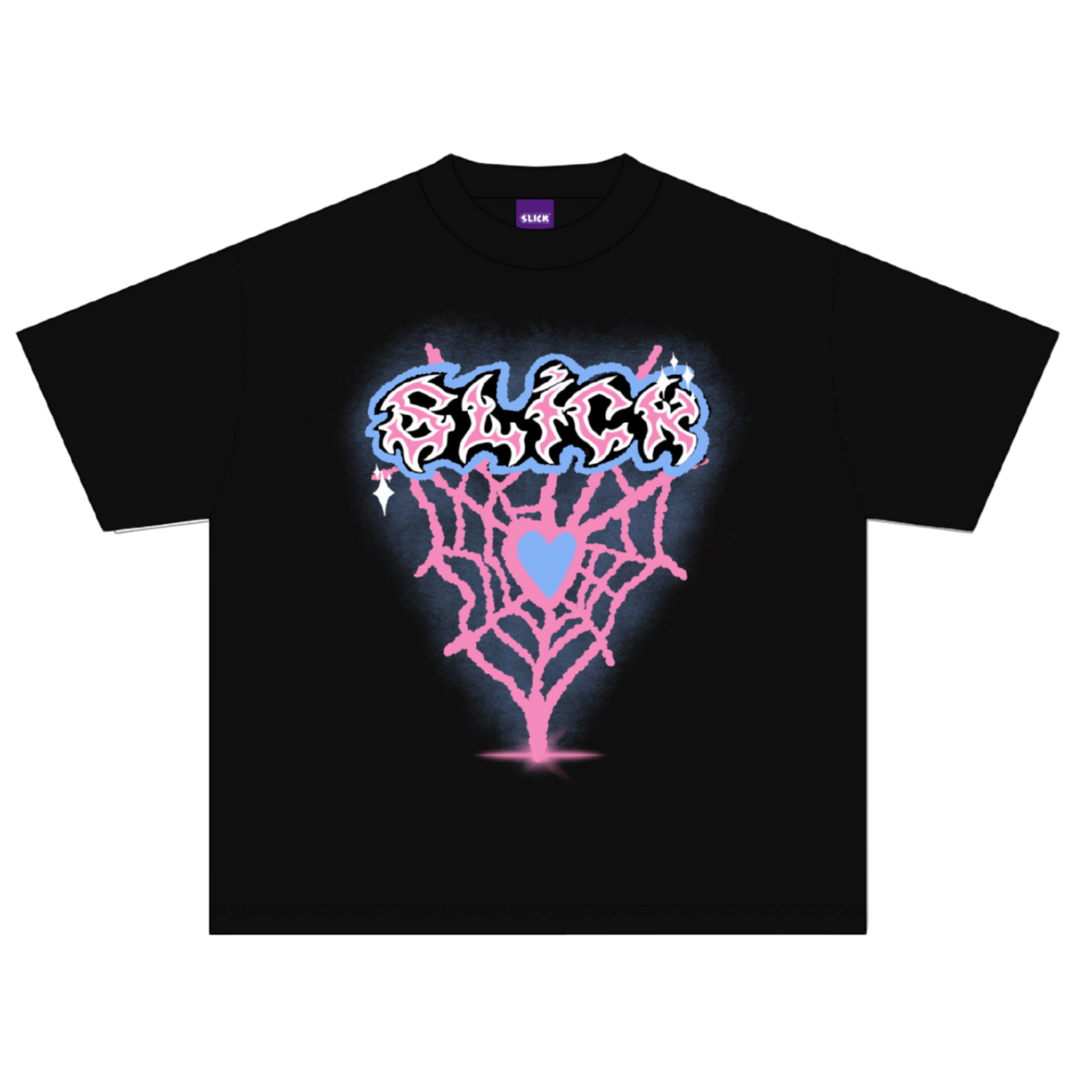 SLICK WEB HEARTS TEE ( CHARCOAL BLACK )