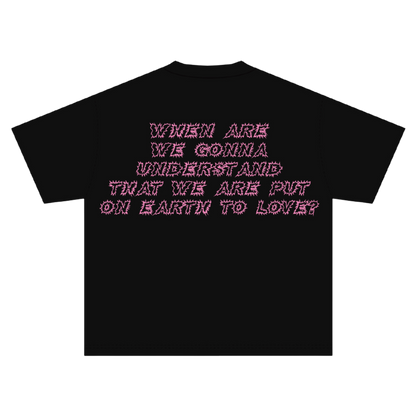 SLICK WEB HEARTS TEE ( CHARCOAL BLACK )