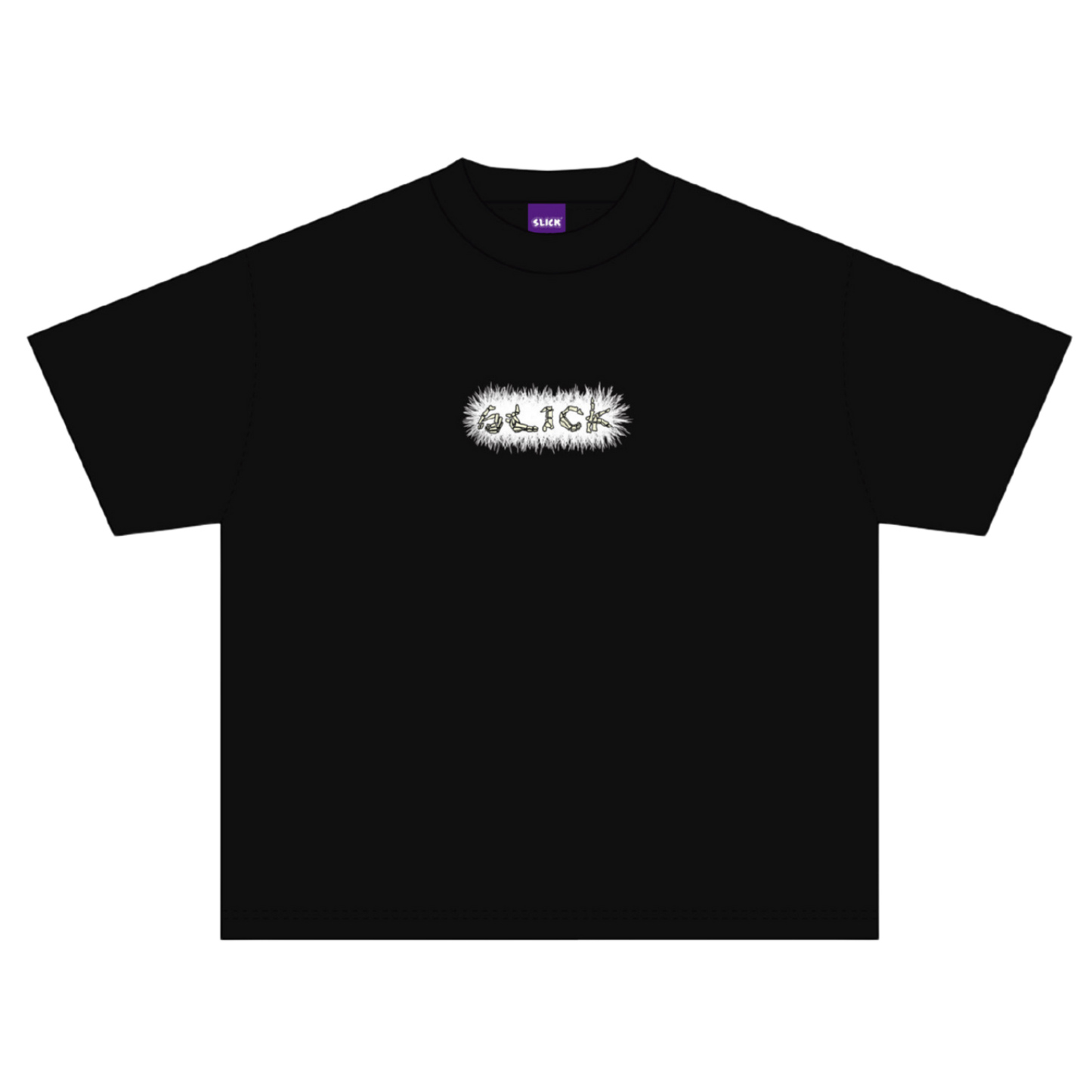 SLICK HAND SIGN BONES TEE ( CHARCOAL BLACK )