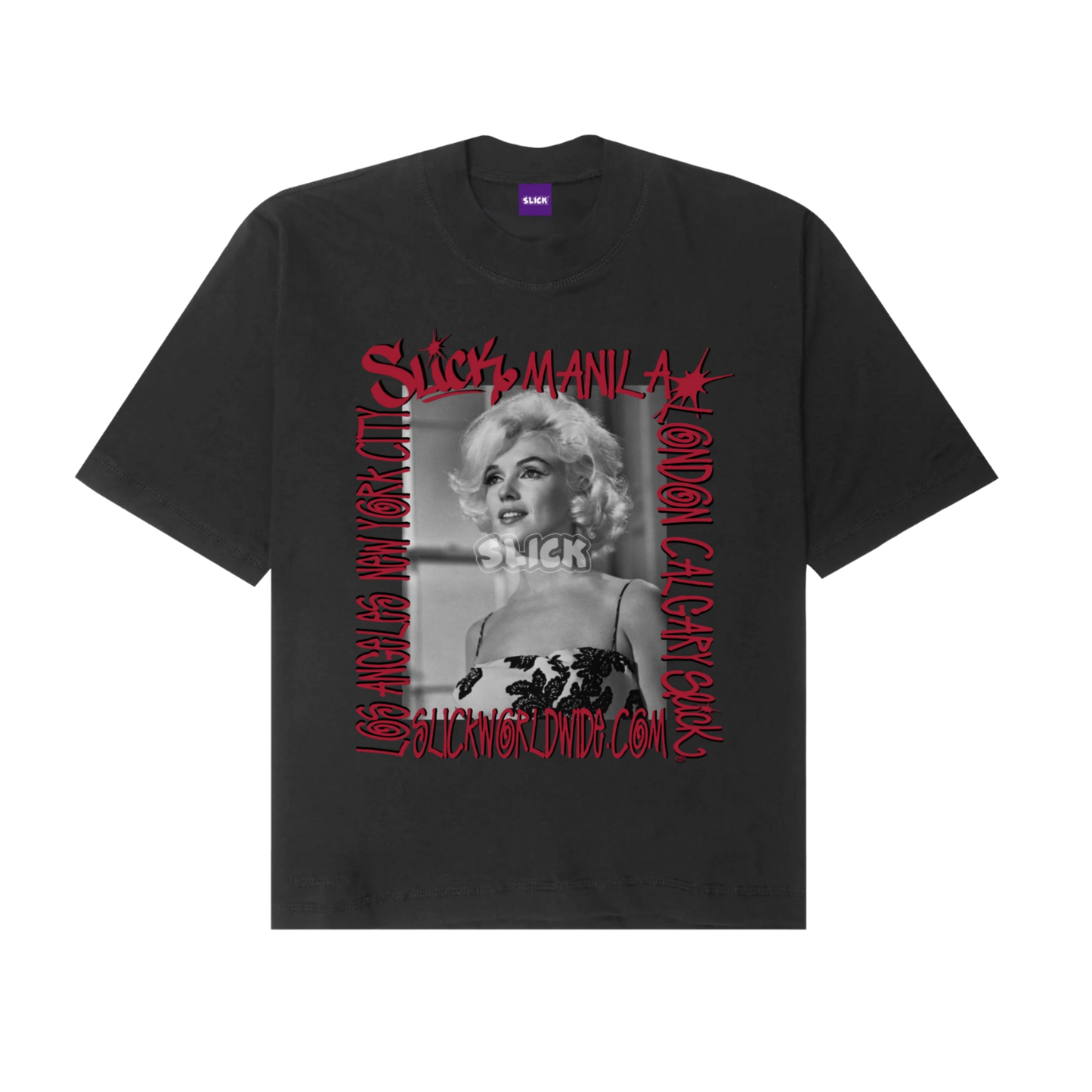SLICK® "MARILYN MONROE" COMMEMORATIVE OVERSIZED TEE ON DARK ASH GRAY
