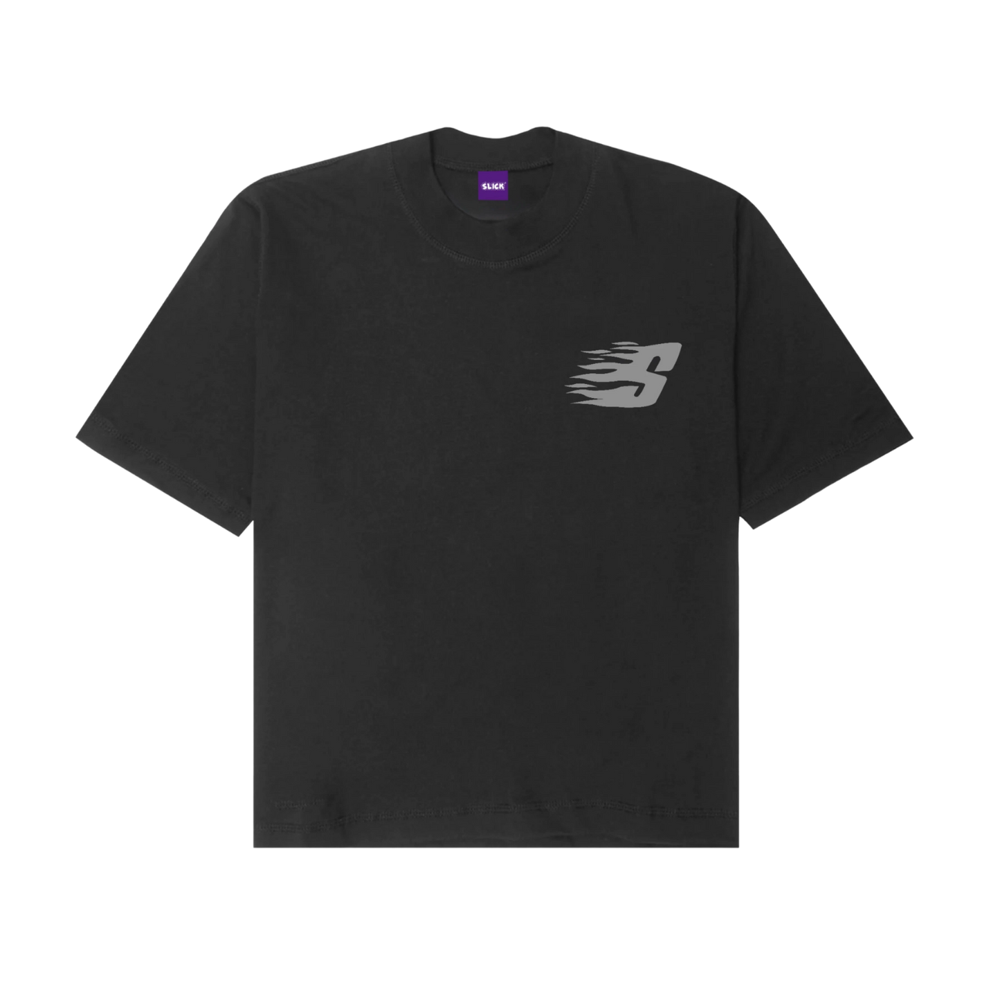 SLICK® "S FLAMES"  OVERSIZED TEE ON DARK ASH GRAY