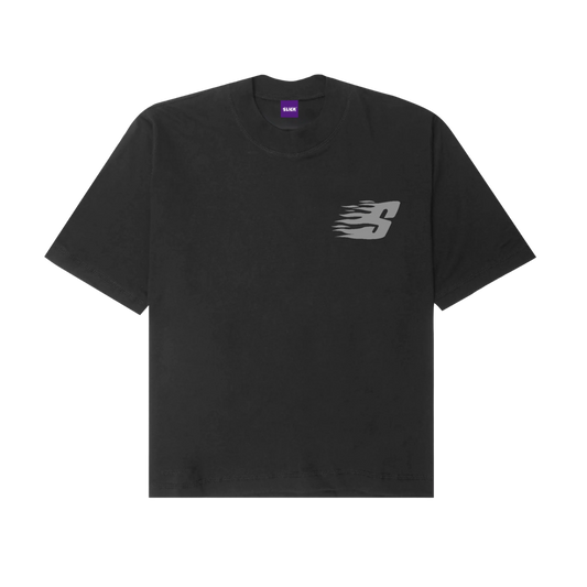SLICK® "S FLAMES"  OVERSIZED TEE ON DARK ASH GRAY
