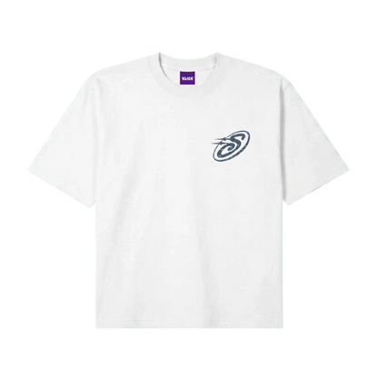 SLICK® "STU" MIDNIGHT SLATE BOXY TEE ON WHITE