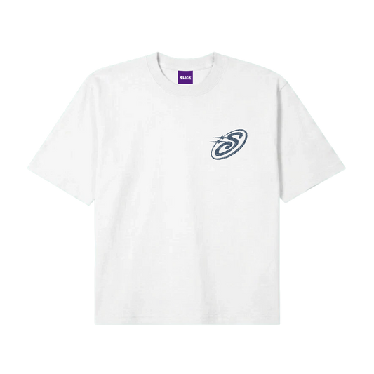 SLICK® "STU" MIDNIGHT SLATE BOXY TEE ON WHITE